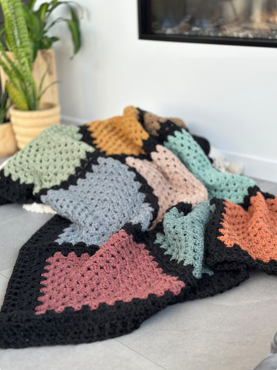 9 Square Granny Throw Blanket pattern