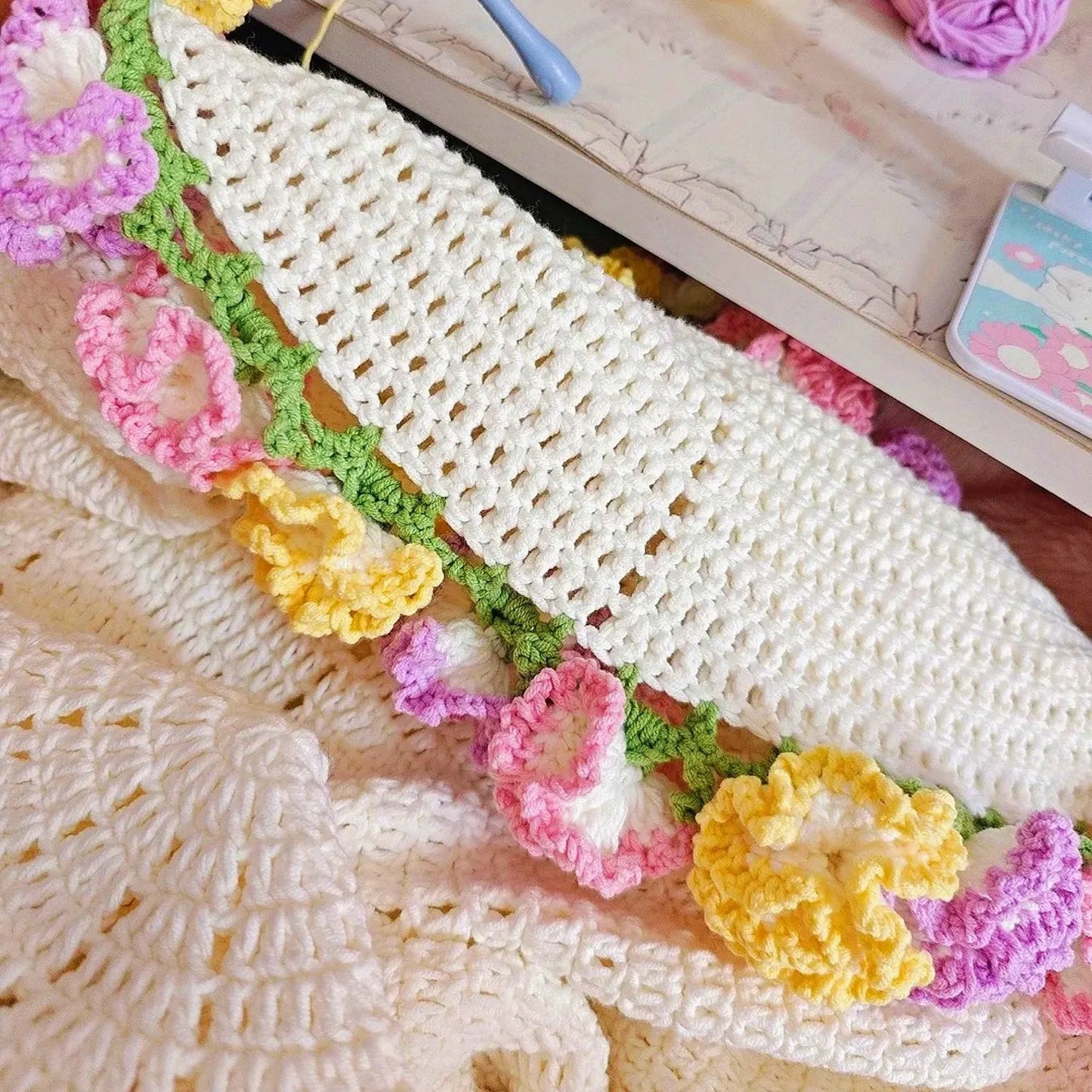 Carnation Garden bouquet blanket pattern